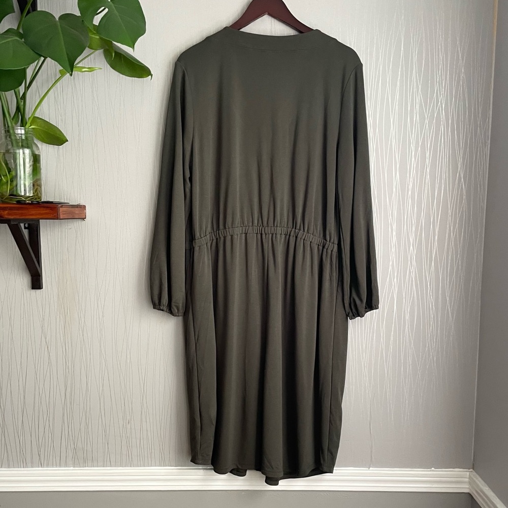 Old Navy Waist-Defined Utility Dress Women’s XL Green Midi Casual Plus Size - Picture 7 of 12